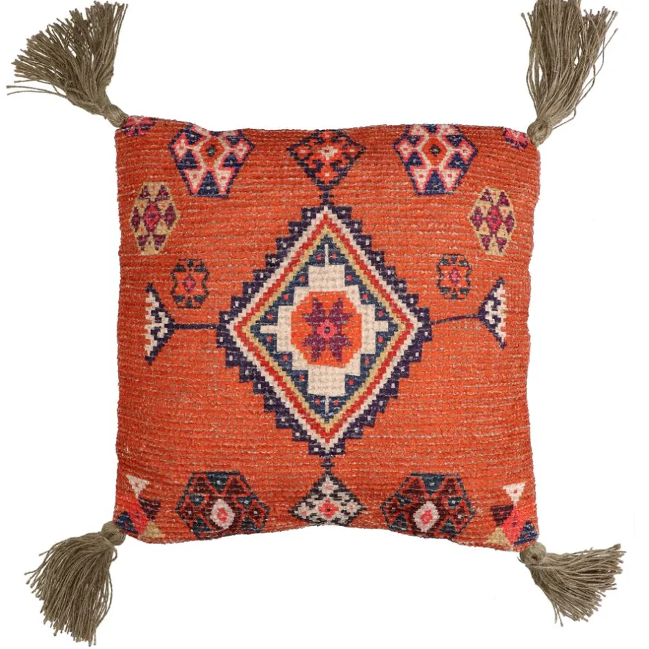 Pomax Coussins-AIDA - coussin - coton / jute - L 45 x W 45 cm - orange