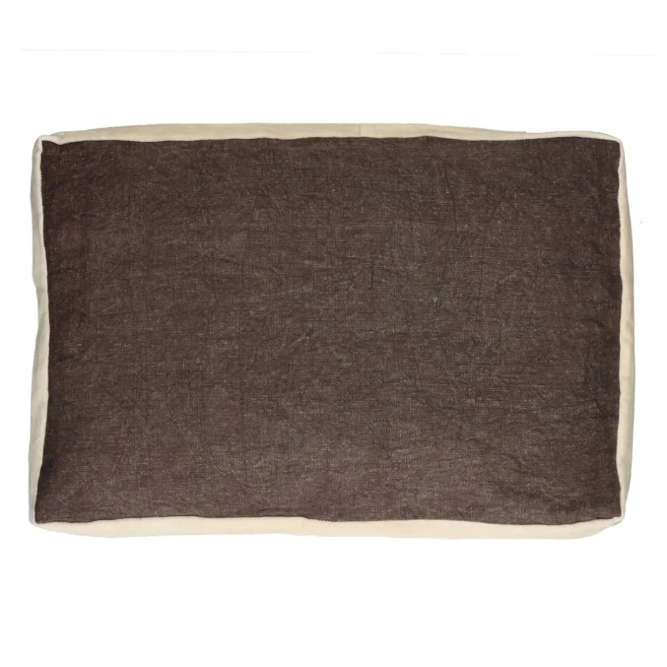 Pomax Coussins-ALPHA BORDERS - coussin - lin / velours - L 60 x W 40 cm - brun