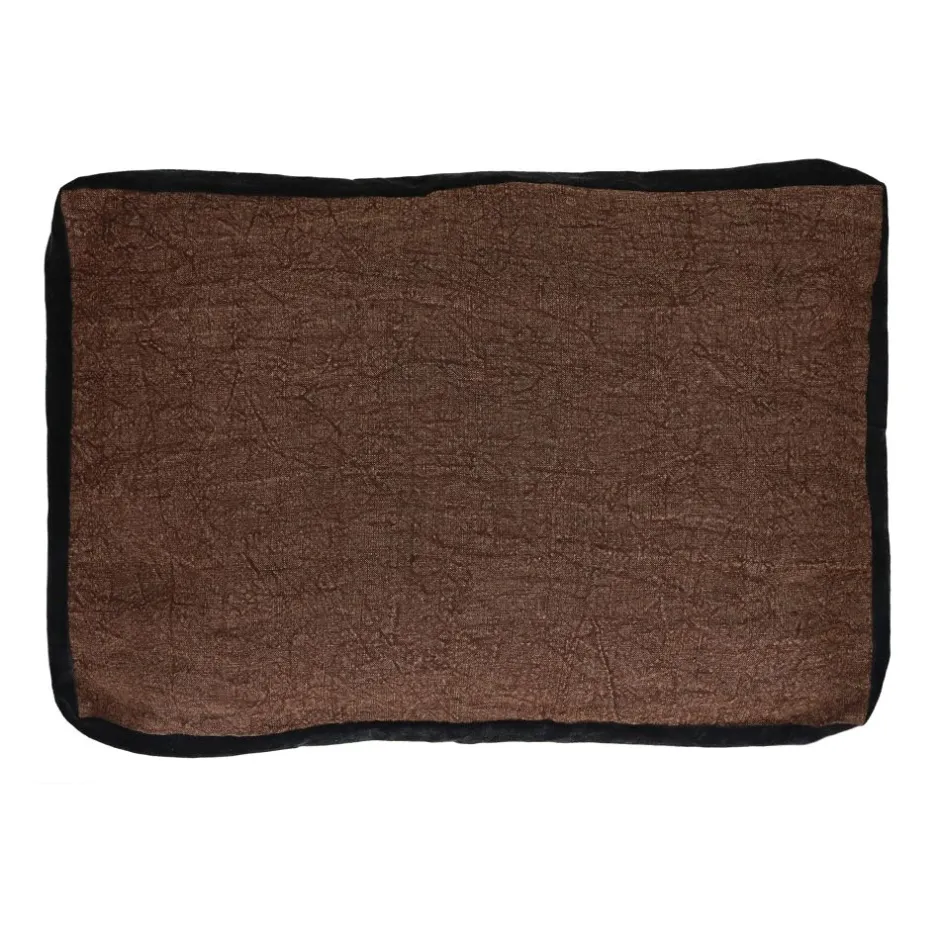 Pomax Coussins-ALPHA BORDERS - coussin - lin / velours - L 60 x W 40 cm - chocolat