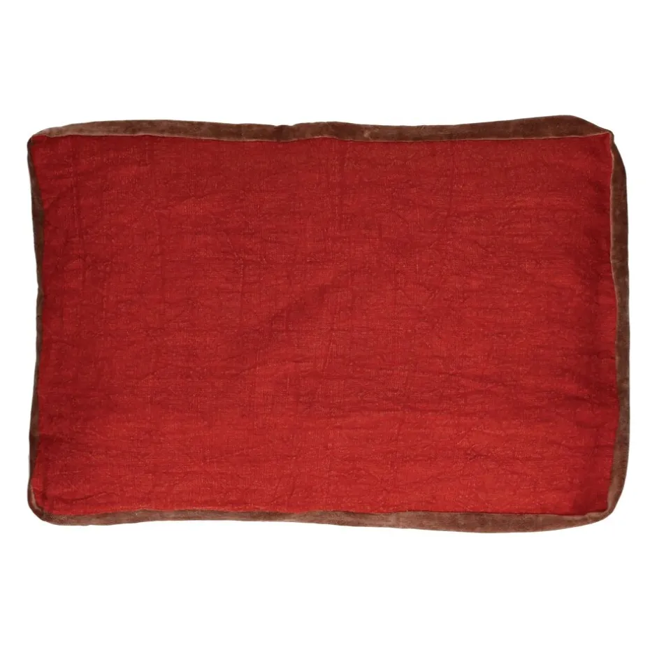 Pomax Coussins-ALPHA BORDERS - coussin - lin / velours - L 60 x W 40 cm - coquelicot