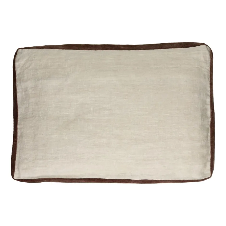 Pomax Coussins-ALPHA BORDERS - coussin - lin / velours - L 60 x W 40 cm - ivoire