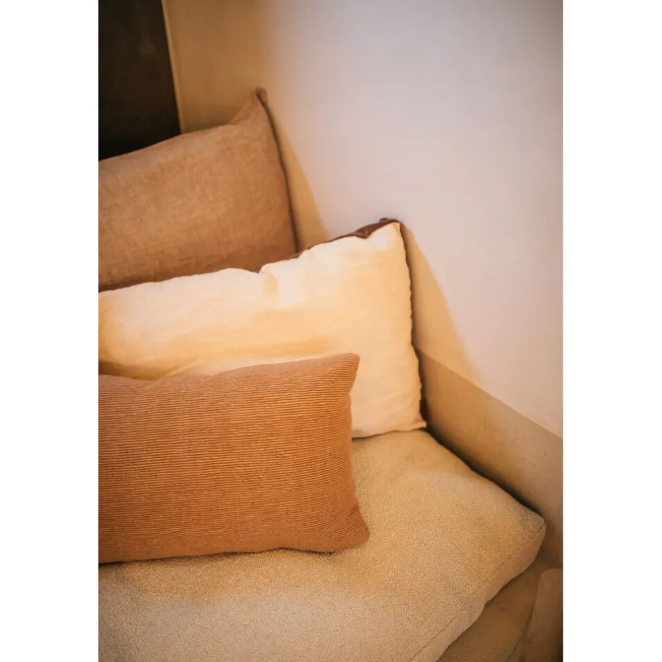Pomax Coussins-ALPHA BORDERS - coussin - lin / velours - L 60 x W 40 cm - ivoire
