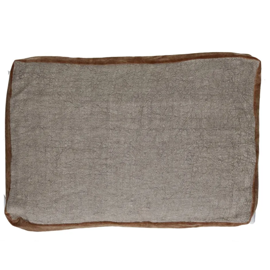 Pomax Coussins-ALPHA BORDERS - coussin - lin / velours - L 60 x W 40 cm - naturel