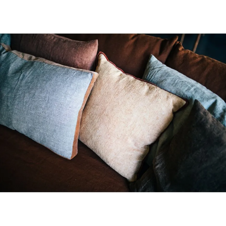 Pomax Coussins-ALPHA BORDERS - coussin - lin / velours - L 60 x W 40 cm - naturel