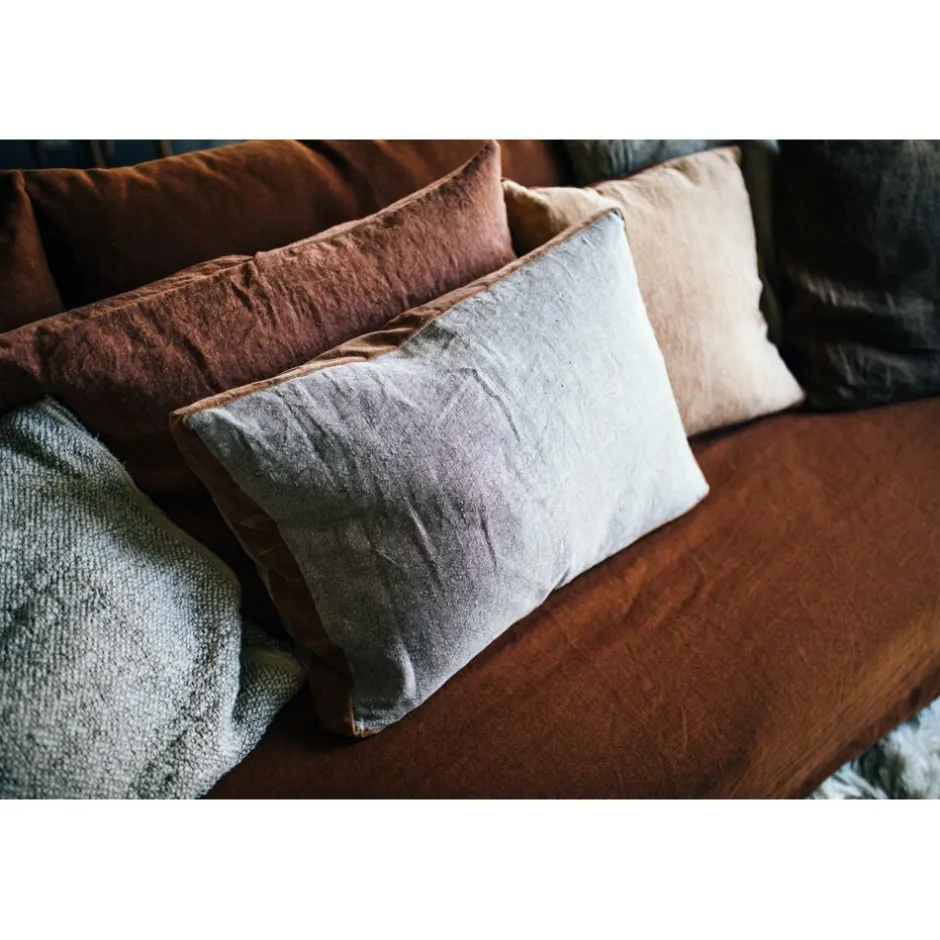 Pomax Coussins-ALPHA BORDERS - coussin - lin / velours - L 60 x W 40 cm - naturel