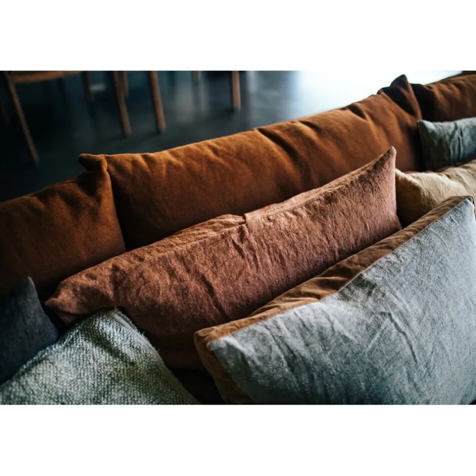 Pomax Coussins-ALPHA BORDERS - coussin - lin / velours - L 60 x W 40 cm - naturel