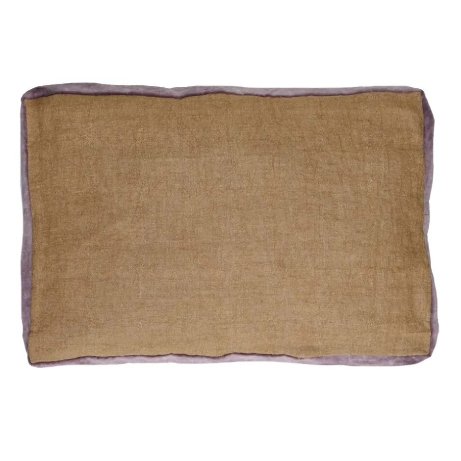 Pomax Coussins-ALPHA BORDERS - coussin - lin / velours - L 60 x W 40 cm - ocre