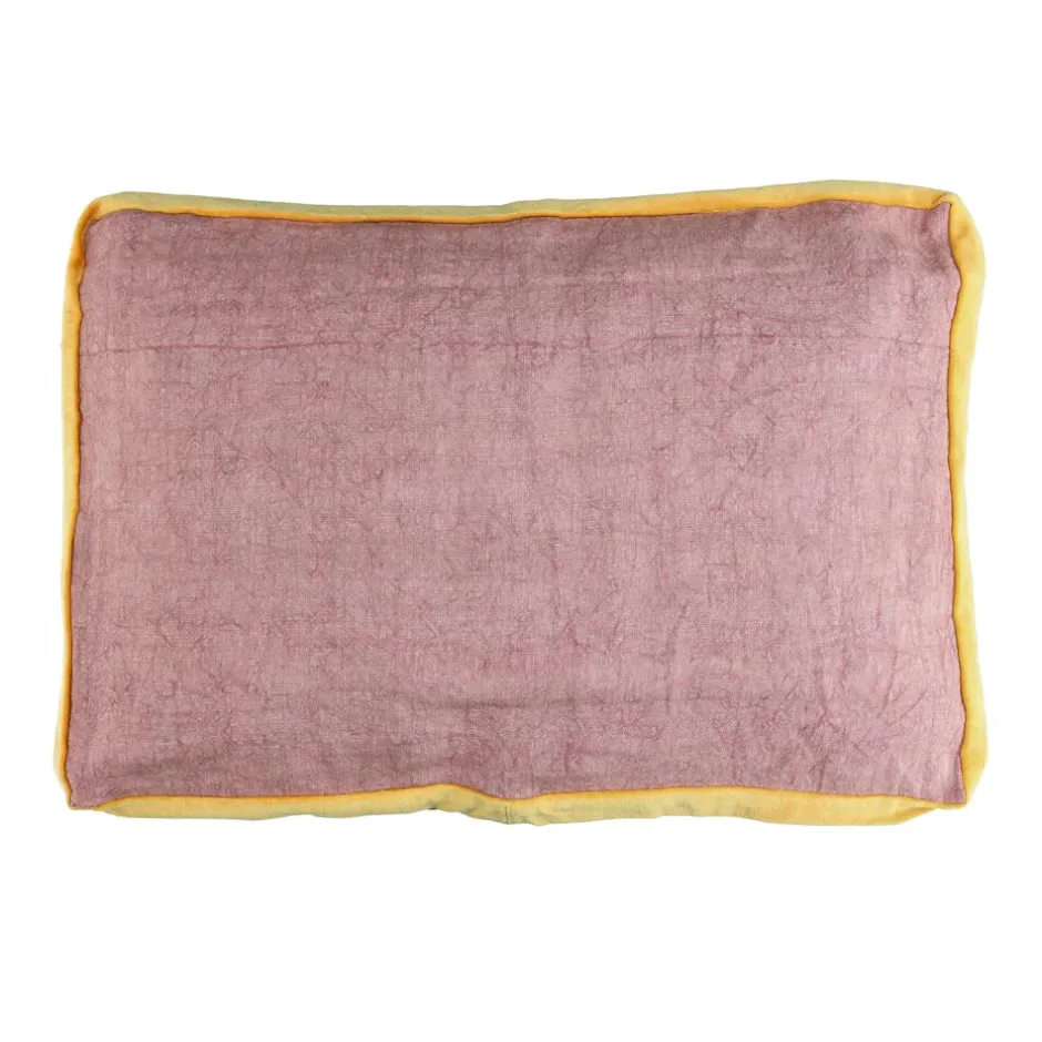 Pomax Coussins-ALPHA BORDERS - coussin - lin / velours - L 60 x W 40 cm - poudre rose