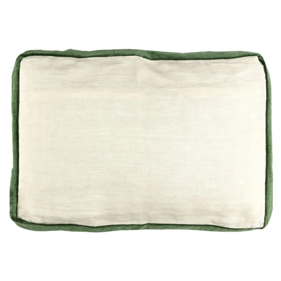 Pomax Coussins-ALPHA BORDERS - coussin - lin / velours - L 60 x W 40 cm - vert