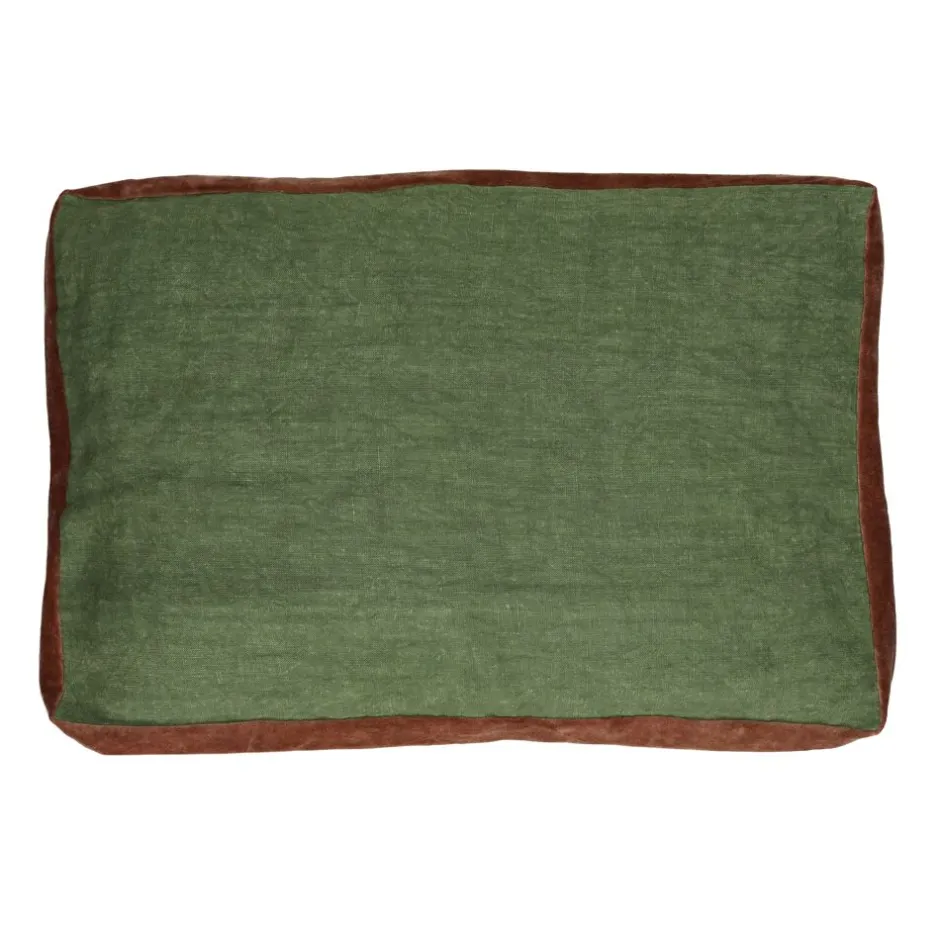 Pomax Coussins-ALPHA BORDERS - coussin - lin / velours - L 60 x W 40 cm - vert