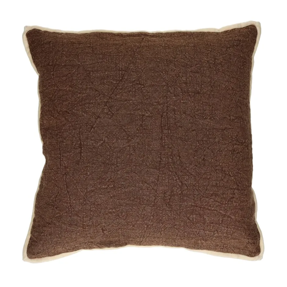 Pomax Coussins-ALPHA OPPOSITES - coussin - lin / coton - L 45 x W 45 cm - café