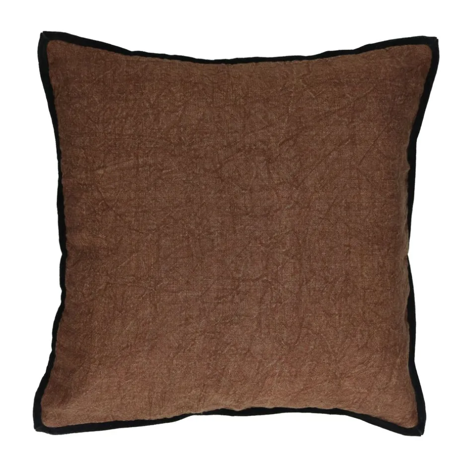 Pomax Coussins-ALPHA OPPOSITES - coussin - lin / coton - L 45 x W 45 cm - chocolat