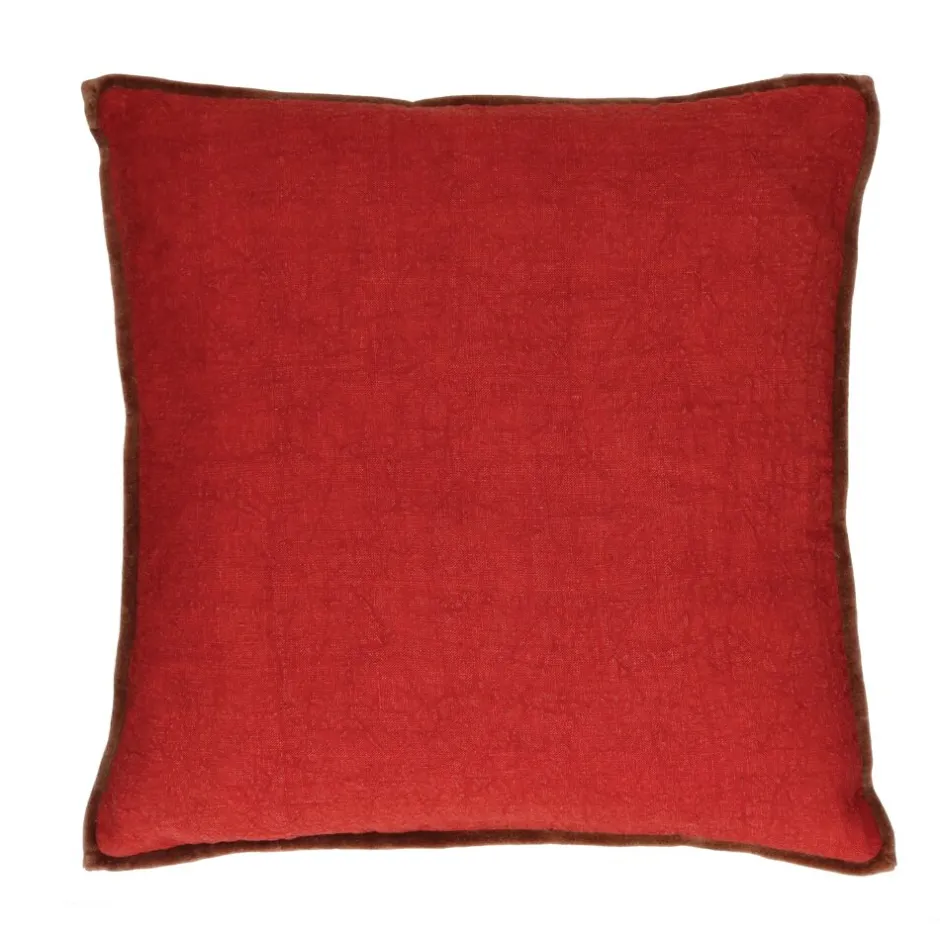 Pomax Coussins-ALPHA OPPOSITES - coussin - lin / coton - L 45 x W 45 cm - coquelicot