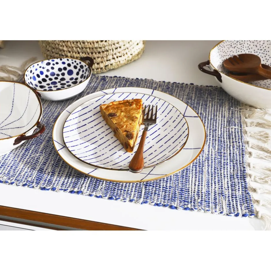 Pomax Vaisselle-ANAFI - plat à four/bol - porcelaine - L 31 x W 24,5 x H 7,5 cm - bleu