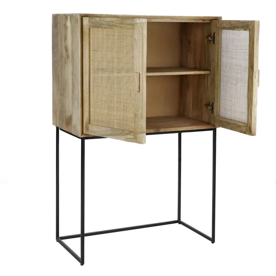 Pomax Armoires-ANGELA - armoire - bois de mangier / métal - L 80 x W 40 x H 125 cm - naturel