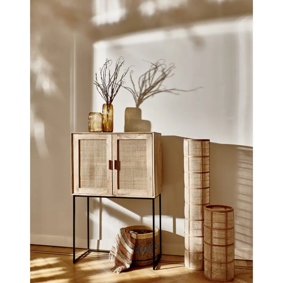 Pomax Armoires-ANGELA - armoire - bois de mangier / métal - L 80 x W 40 x H 125 cm - naturel