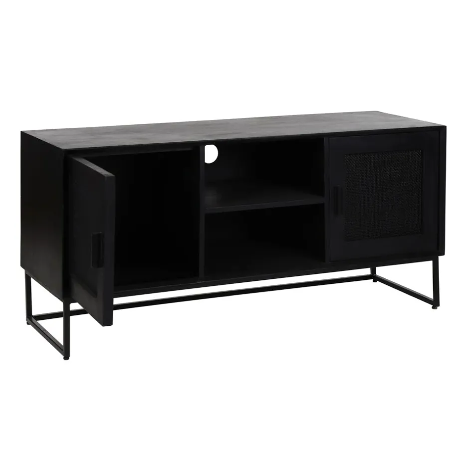Pomax Armoires-ANGELA - armoire - bois de mangier / métal - L 120 x W 40 x H 57 cm - noir