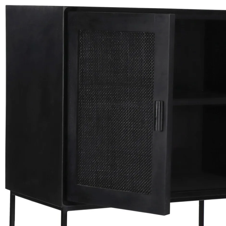 Pomax Armoires-ANGELA - armoire - bois de mangier / métal - L 80 x W 40 x H 125 cm - noir
