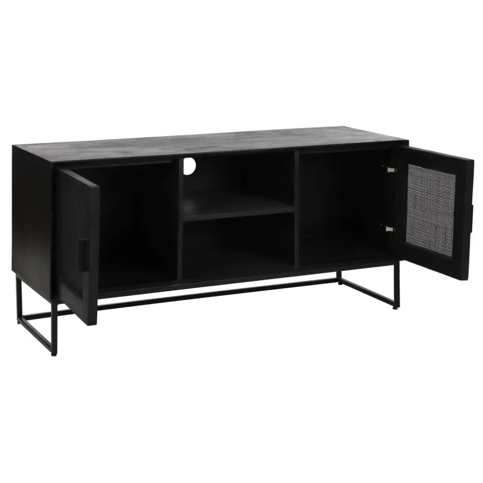 Pomax Armoires-ANGELA - armoire - bois de mangier / métal - L 120 x W 40 x H 57 cm - noir
