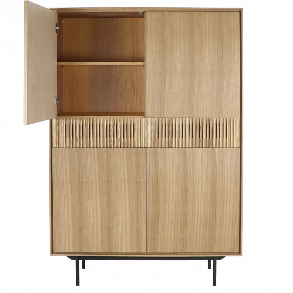 Pomax Armoires-ATLANTA - armoire - mdf / placage de bois / métal - L 115 x W 40 x H 170 cm - naturel