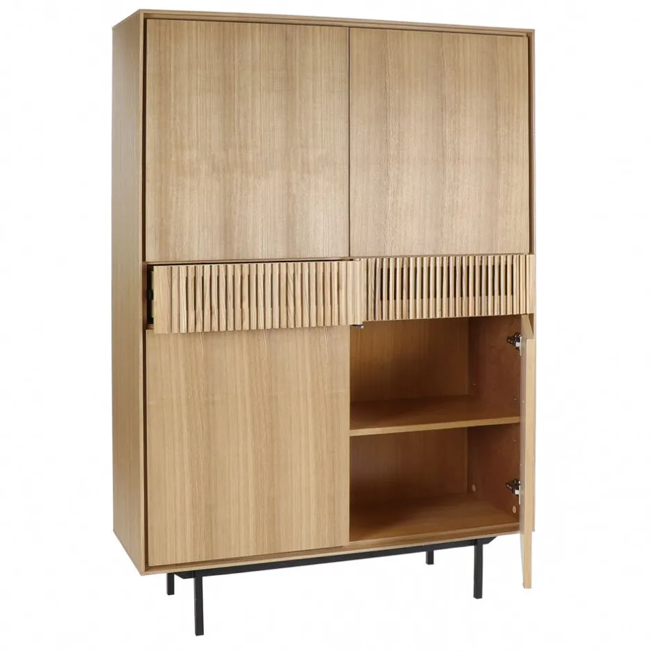 Pomax Armoires-ATLANTA - armoire - mdf / placage de bois / métal - L 115 x W 40 x H 170 cm - naturel