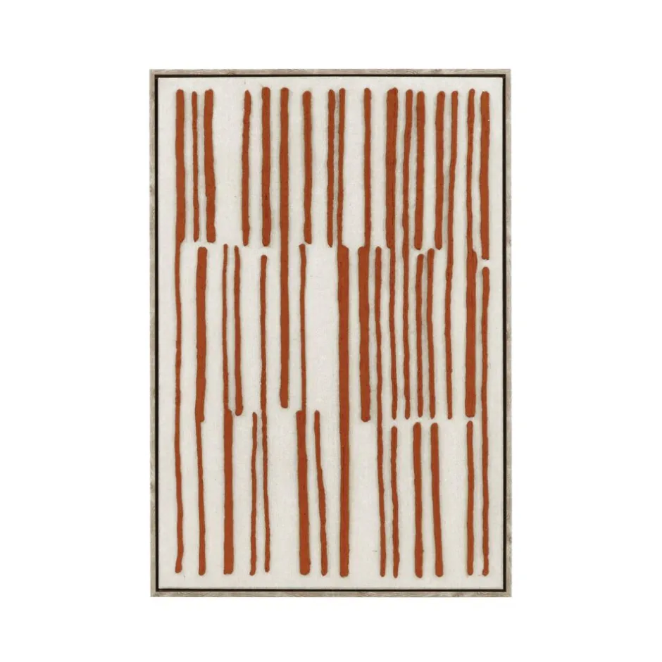 Pomax Tableau / Déco Murale-BERGAMO - toile avec cadre - lin / mdf - L 63 x W 4,3 x H 93 - terracotta