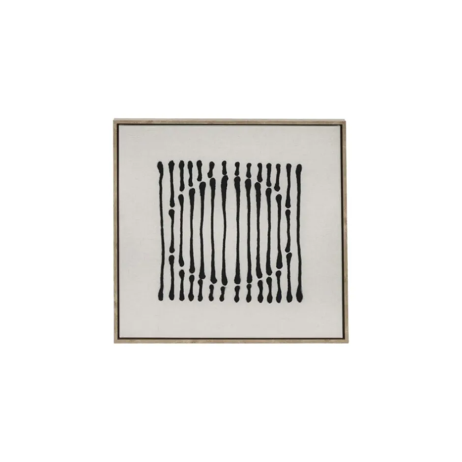 Pomax Tableau / Déco Murale-BERGAMO - toile avec cadre - lin / mdf - L 63 x W 4,3 x H 63 cm - noir/blanc