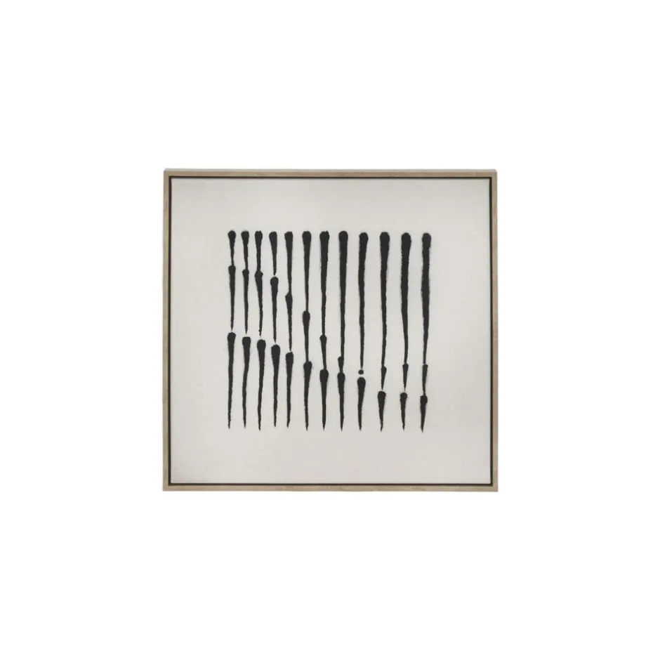 Pomax Tableau / Déco Murale-BERGAMO - toile avec cadre - lin / mdf - L 63 x W 4,3 x H 63 cm - noir/blanc