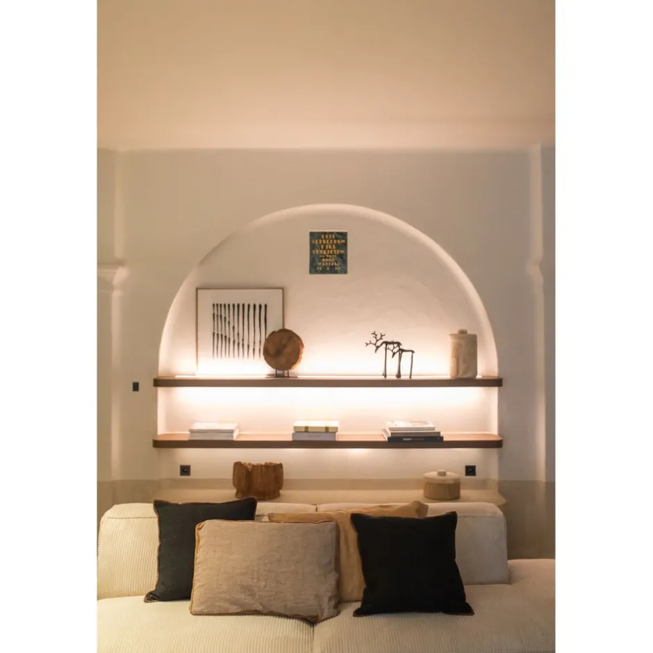 Pomax Tableau / Déco Murale-BERGAMO - toile avec cadre - lin / mdf - L 63 x W 4,3 x H 63 cm - noir/blanc
