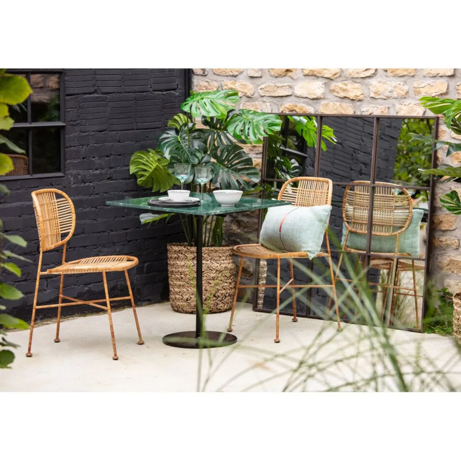 Pomax Tables-BISTRO - table à dîner - marbre / métal - L 70 x W 70 x H 76 cm - vert