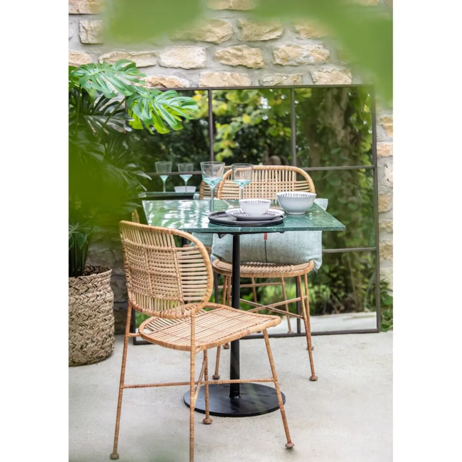 Pomax Tables-BISTRO - table à dîner - marbre / métal - L 70 x W 70 x H 76 cm - vert