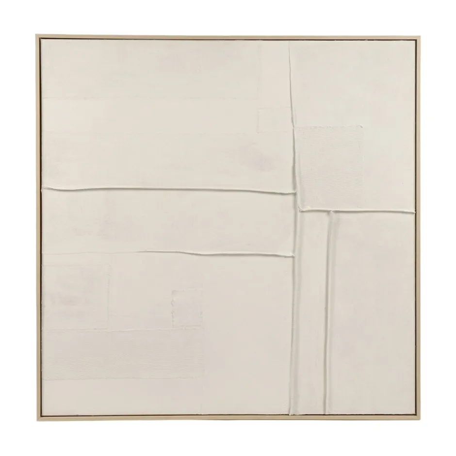 Pomax Tableau / Déco Murale-BLANCHE - toile avec cadre - bois de pin - L 100 x W 5 x H 100 cm - blanc