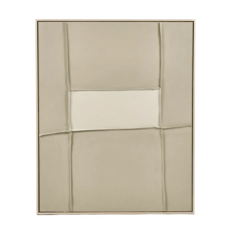 Pomax Tableau / Déco Murale-BLANCHE - toile avec cadre - bois de pin - L 80 x W 5 x H 100 cm - sable