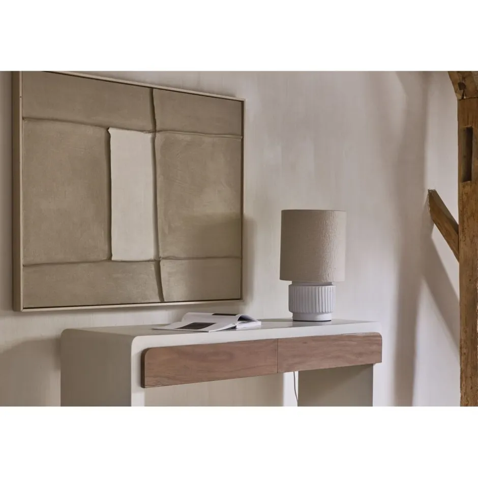 Pomax Tableau / Déco Murale-BLANCHE - toile avec cadre - bois de pin - L 80 x W 5 x H 100 cm - sable
