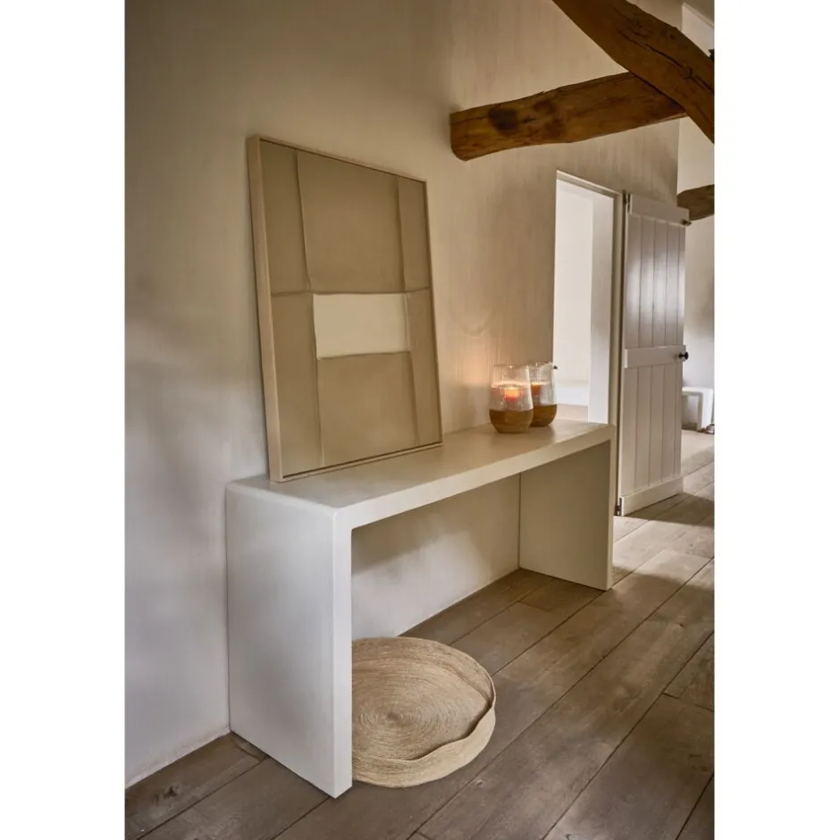 Pomax Tableau / Déco Murale-BLANCHE - toile avec cadre - bois de pin - L 80 x W 5 x H 100 cm - sable