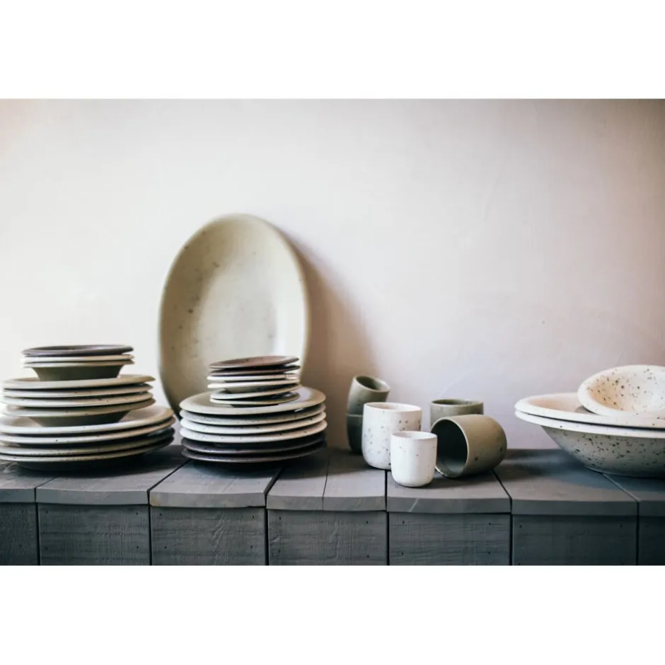 Pomax Vaisselle-BOSQUE - assiette de présentation - grès - L 40 x W 27 x H 4 cm - olive