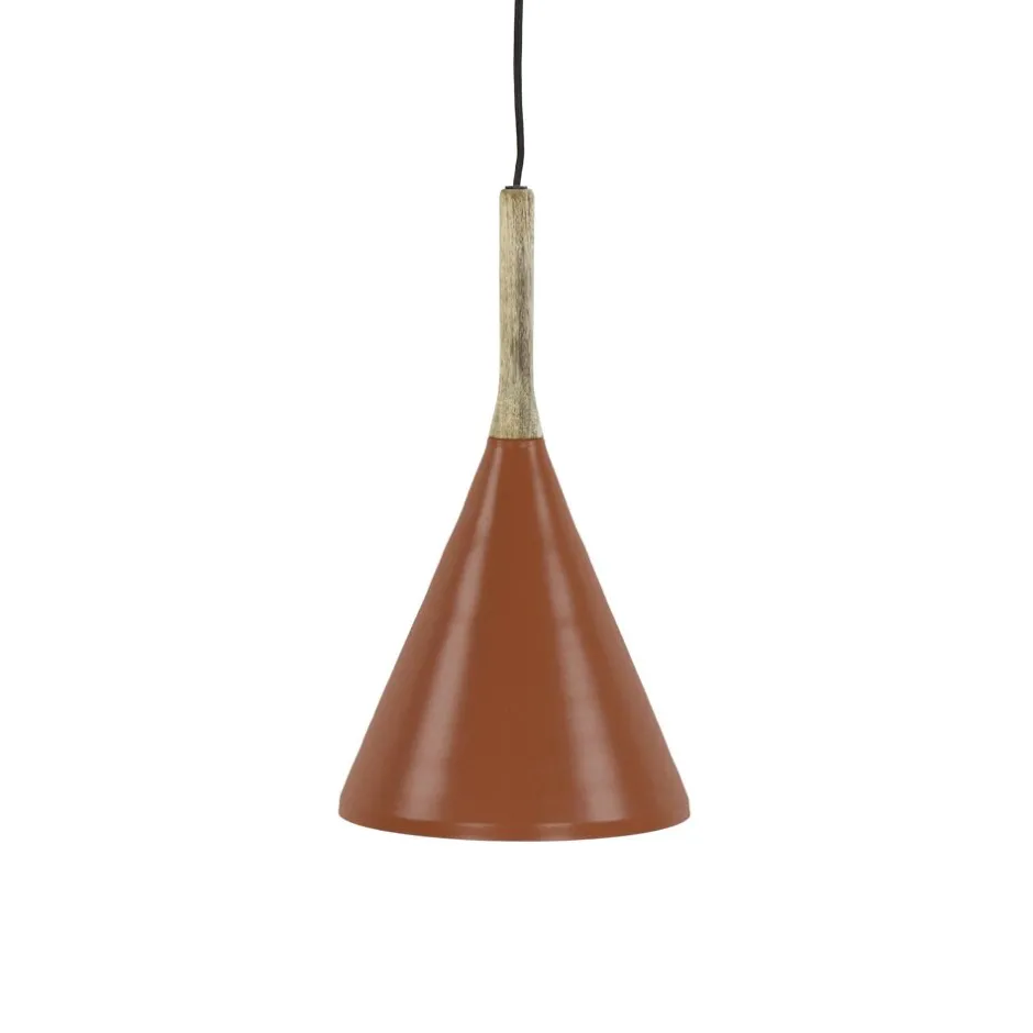 Pomax Suspensions-BRAMPTON - lampe suspendue - métal / bois de manguier - DIA 25 x H 42 cm - cannelle
