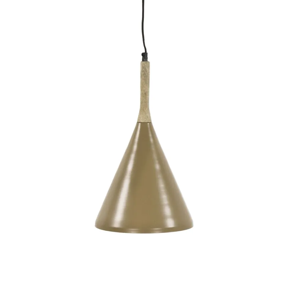 Pomax Suspensions-BRAMPTON - lampe suspendue - métal / bois de manguier - DIA 25 x H 42 cm - latté