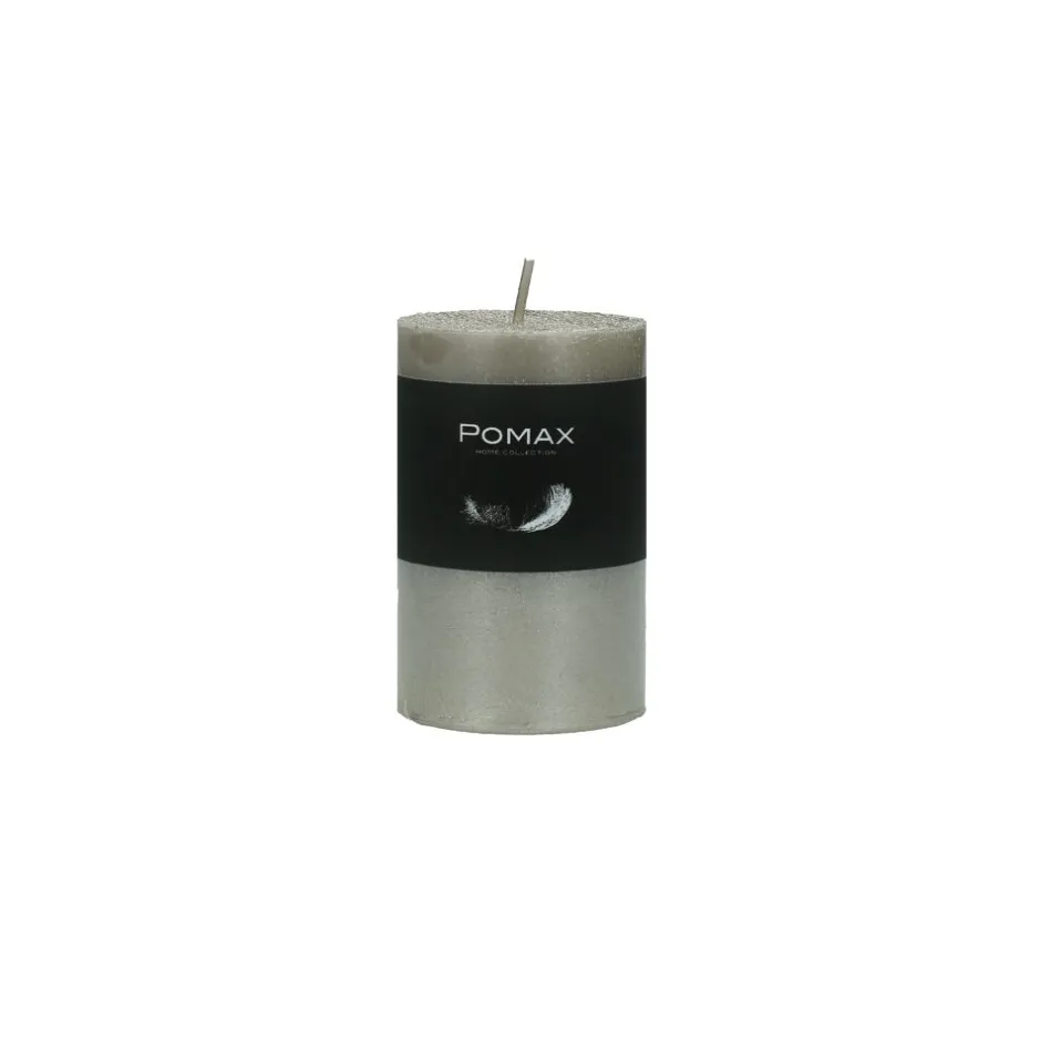 Pomax Bougies-CANDLE - bougie - cire de paraffine - DIA 5 x H 8 cm - argent