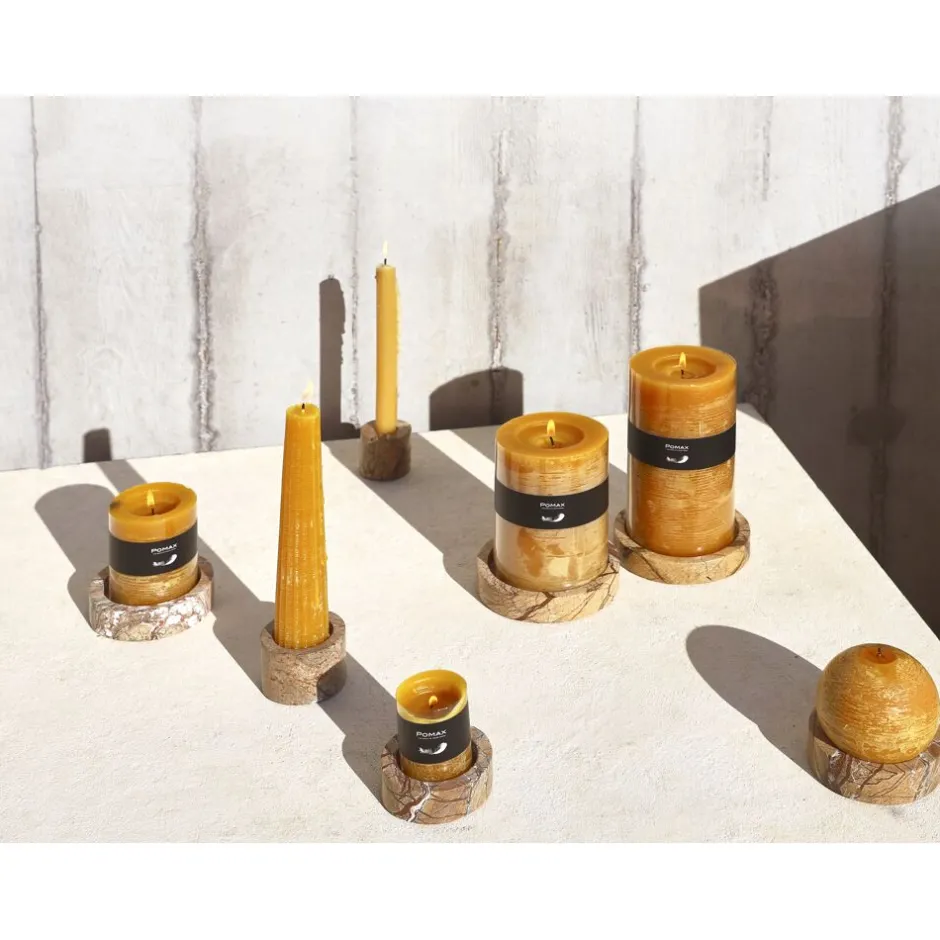 Pomax Bougies-CANDLE - bougie - cire de paraffine - DIA 5 x H 8 cm - soleil
