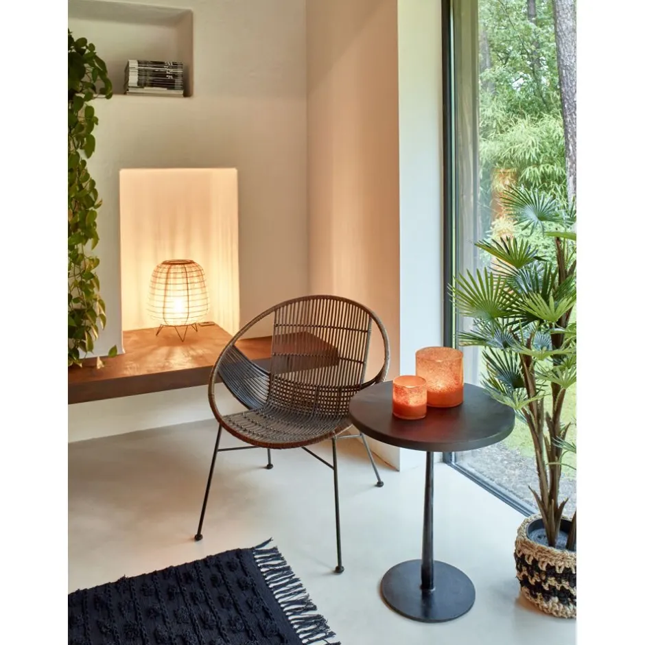 Pomax Canapés-CAPPUCCINO - chaise relax - rotin / métal - L 70 x W 67 x H 79 cm - brun foncé