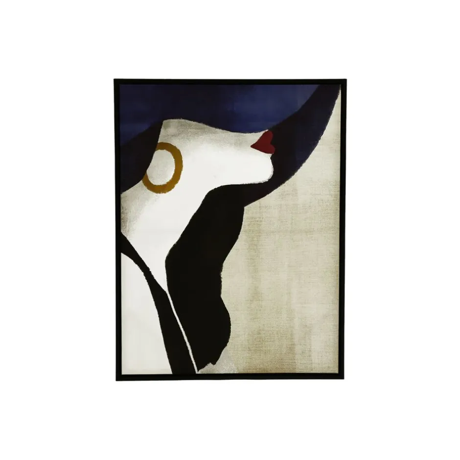 Pomax Tableau / Déco Murale-CATHERINE - toile avec cadre - canvas / bois - L 60 x W 4,3 x H 80 cm - bleu
