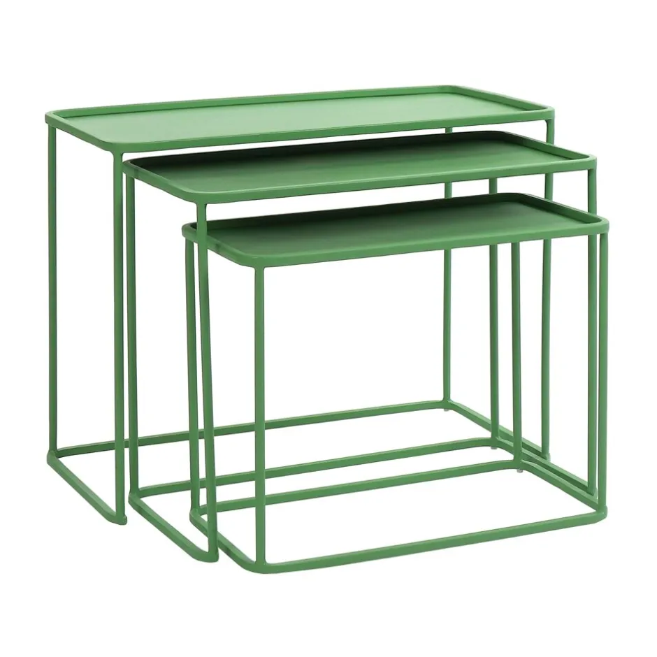 Pomax Tables Basses | Tables-CENTURY - set/3 tables basses/d'appoint - métal - L 44/50/56 x W 23/27/31 x H 35/41/45 cm - vert