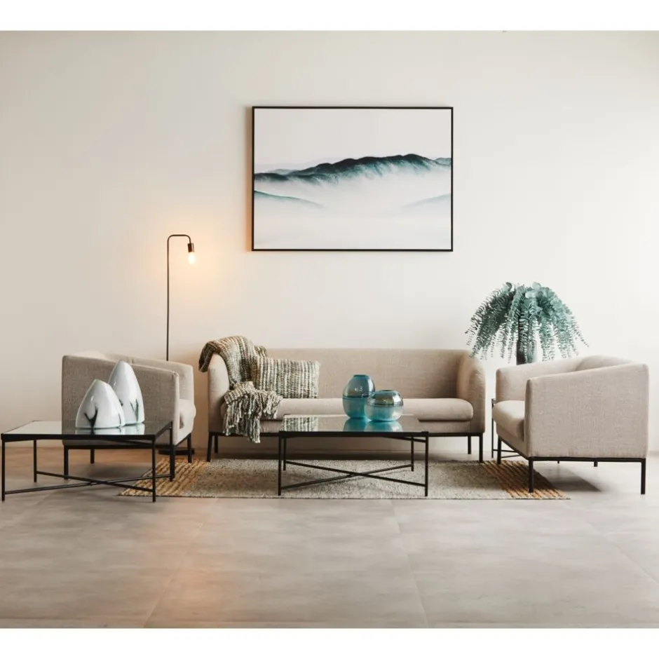 Pomax Canapés-CONY - canapé 1 place - tissu / métal - L 90 x W 73,5 x H 74 cm - gris clair