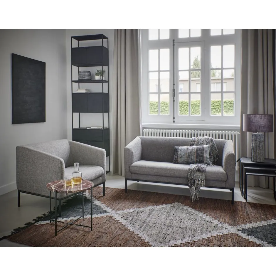 Pomax Canapés-CONY - canapé 1 place - tissu / métal - L 90 x W 73,5 x H 74 cm - gris clair
