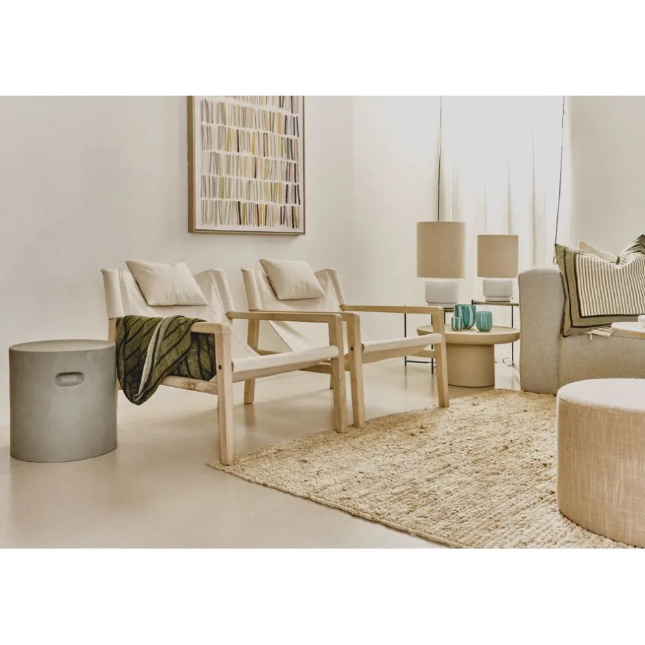 Pomax Lampes De Table-CORDOBA - lampe de table - terracotta / tissu - DIA 18 x H 31 cm - blanc