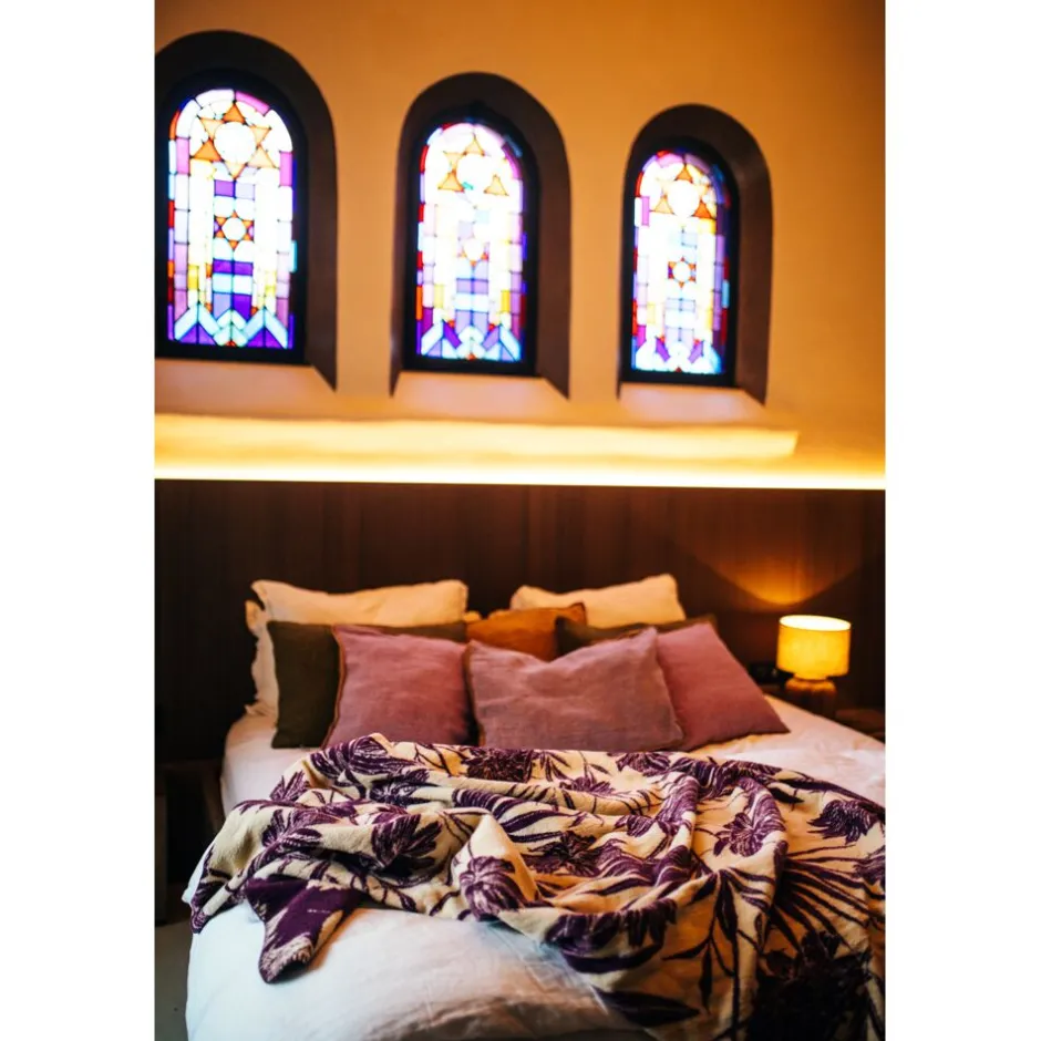 Pomax Plaids-CORFINO - couverture - coton / acrylique - L 200 x W 150 cm - pourpre