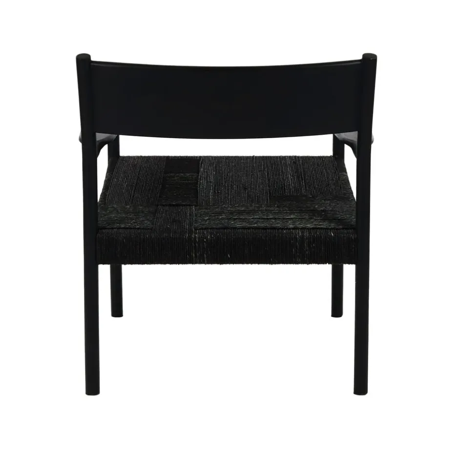 Pomax Canapés-CULLINAN - chaise relax - bois de mangier / jonc de mer - L 66,5 x W 72,5 x H 74 cm - noir