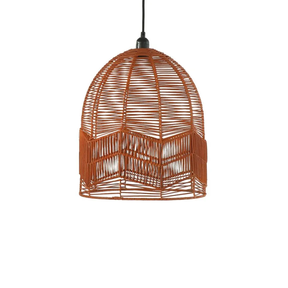 Pomax Suspensions-CYPRUS - lampe suspendue - rotin / métal - DIA 35 x H 40 cm - orange