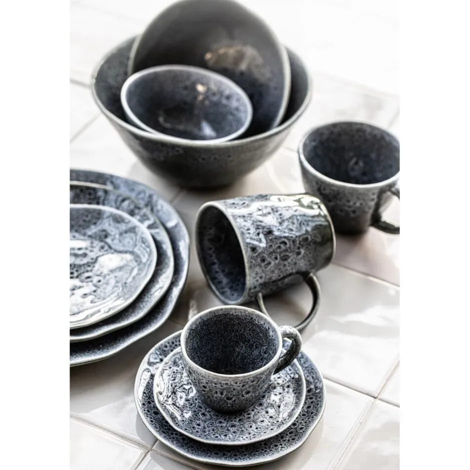 Pomax Vaisselle-DAKOTA - assiette apéritif - porcelaine - DIA 15,8 x H 2 cm - gris